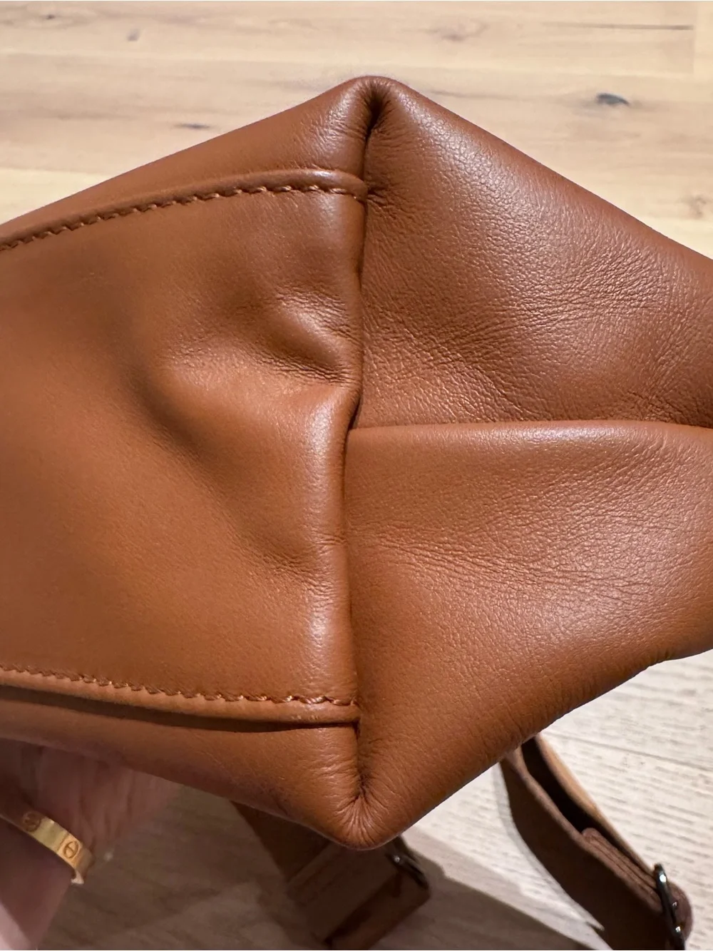 Longchamp Le Pliage Cuir XS Leather Crossbody Bag Cognac Brown